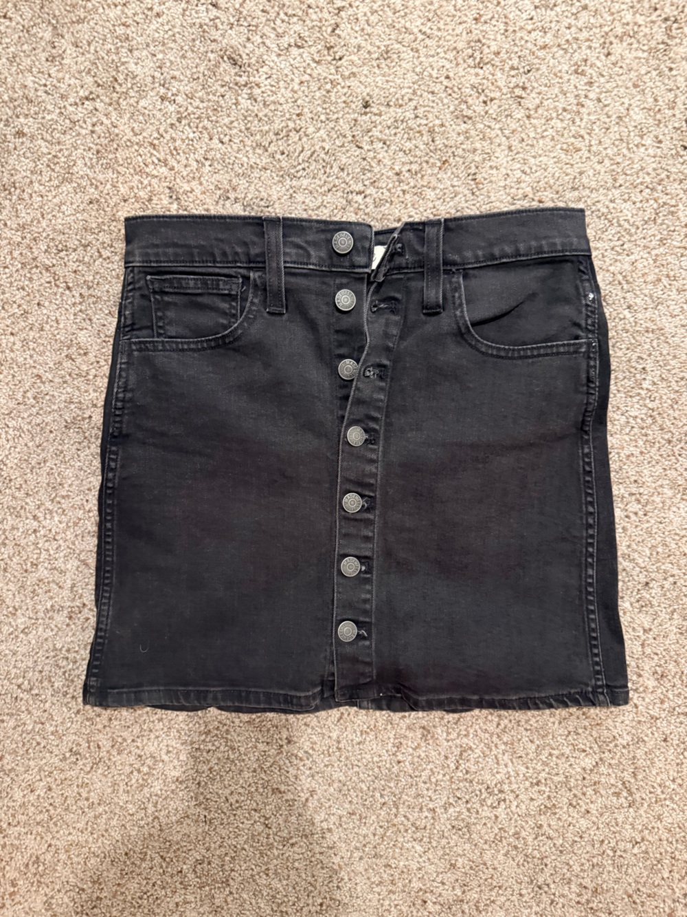 Madewell Black Denim Button-Front Denim Mini Skirt